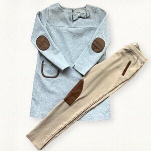 Hope & Henry Riding Dress & Matching‎ Pants - Gray / Tan - Size 7 / 8